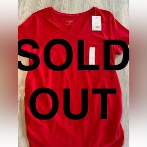 SOLD OUT SORRY Isabel Maternity Shirt Size L Women’s V-Neck Red Ruched